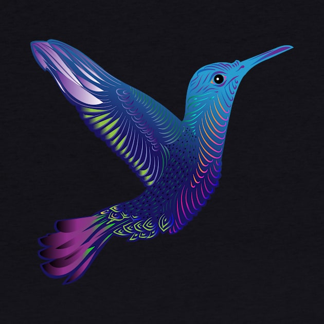 Trippy Rainbow Hummingbird by slippery slope creations